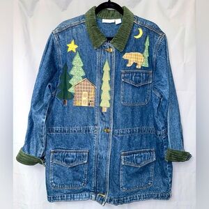 Christopher & Banks Northwoods Cabin cotton denim jacket Size L
